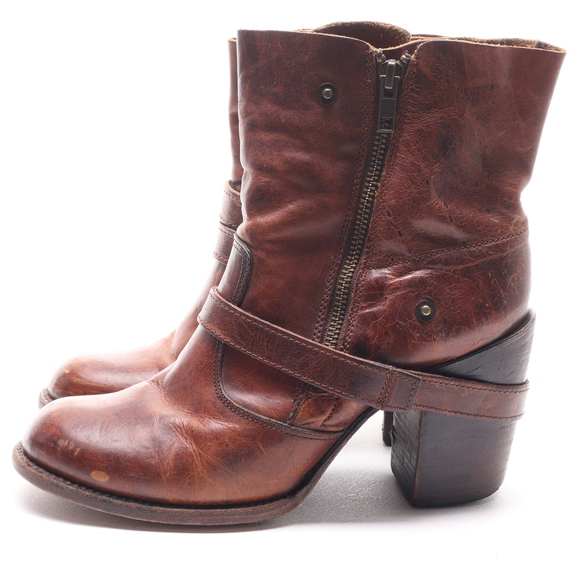 Freebird by Steven Women Leather BAMA Heeled Ankle Boots Booties Size 9 Brown - Picture 7 of 17